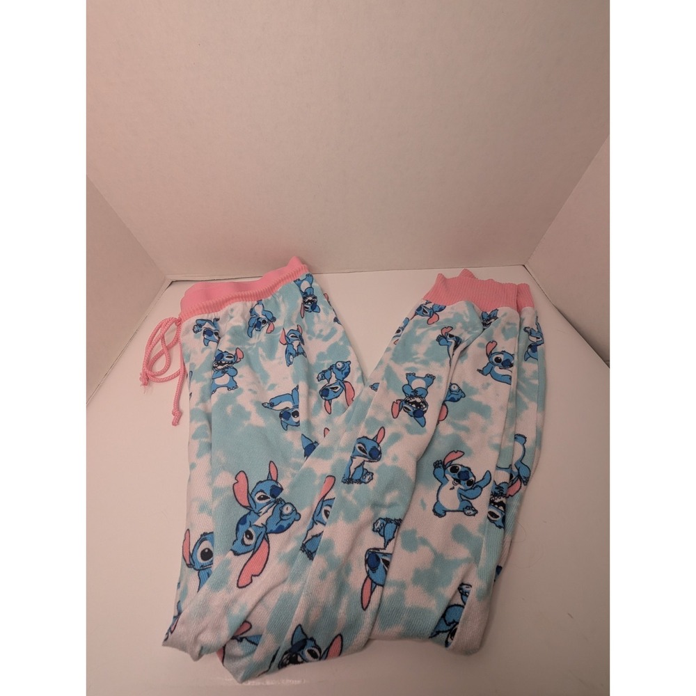 Disney Stitch Pajama Pants Women's Large Blue Pink Tie Dye Sleep Lounge Pants